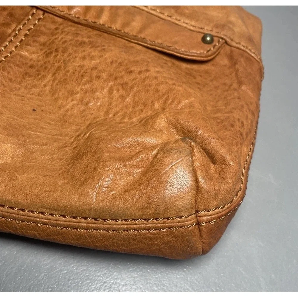 Gap Tan Leather Fold over Clutch Purse Y2K